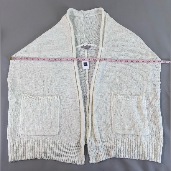 Gap Womens Off White Sleeveless Shawl Neck Open Front Cardigan Sweater Sz Med - Picture 6 of 10